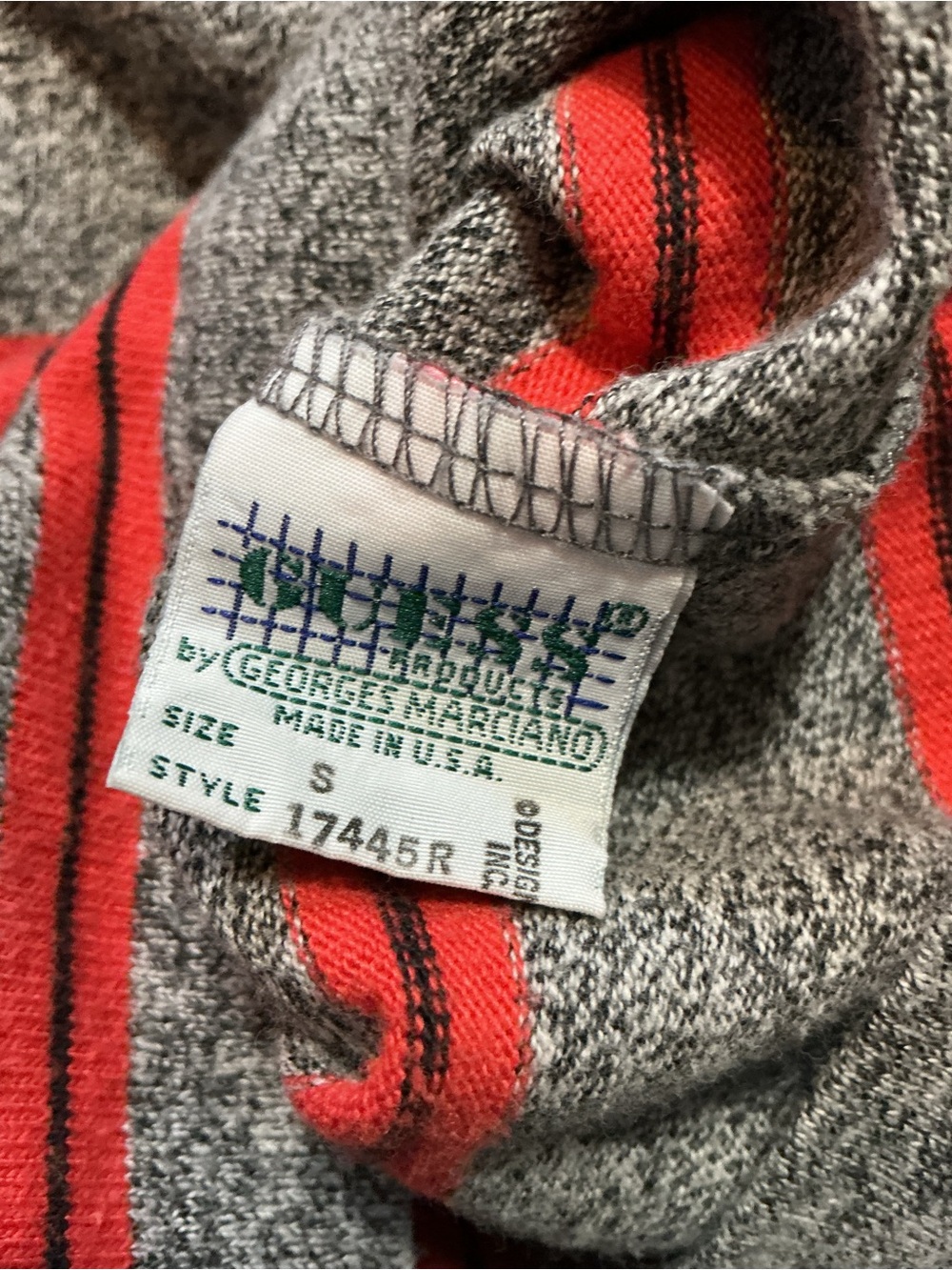 Vintage 90s Guess Jeans By Georges Marciano Striped Spellout Made In USA T-Shirt - Picture 7 of 7